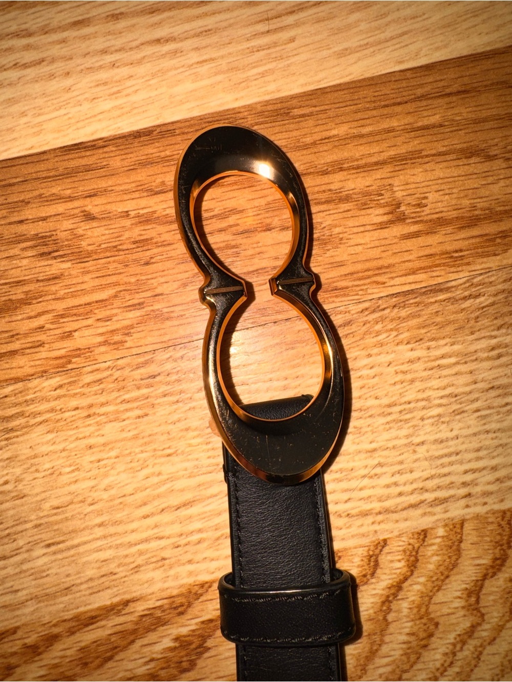Coach Black Leather Belt with Gold Signature Buckle